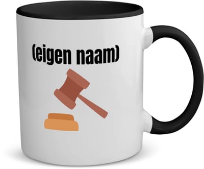 Akyol - rechter met hamer koffiemok - theemok - zwart - Advocaat - iemand die rechter is - met eigen naam - leuk cadeau voor iemand die rechter is - cadeau - kado - 350 ML inhoud