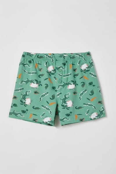 Woody - Jongens-Heren Boxershort, moerasgroen - krokodil - Print - 8 jaar