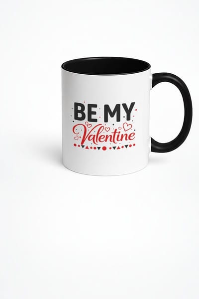 Valentijn Mok "BE MY Valentine" - Romantisch Cadeau Liefdesbeker Wit/Zwart