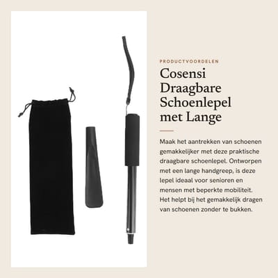 Dailygoods- Schoenlepel Lang - Draagbaar - Intrekbaar - Comfortabele Grip - Zachte EVA Hoes - Hulpmiddel voor Senioren - Schoenhulp