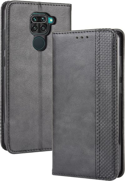 Coverup Hoesje - Geschikt voor Xiaomi Redmi Note 9 Hoesje - Coverup Vintage Style Book Case - Zwart
