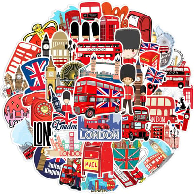10/50 Stuks Klassieke Britse Stijl Stickers Laptops Bagage Sticker Rode Bus Telefooncel Londen Engeland Rode Decoratieve Speelgoed Groothandel red