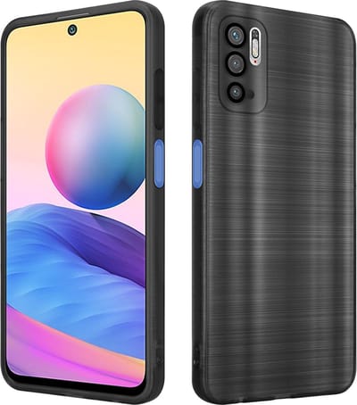 Cadorabo Hoesje geschikt voor Xiaomi RedMi NOTE 10 5G / POCO M3 PRO 5G in Brushed Zwart - Beschermhoes Case Cover van flexibel TPU silicone in Brushed design