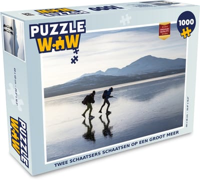 Puzzel Twee schaatsers schaatsen op een groot meer - Legpuzzel - Puzzel 1000 stukjes volwassenen