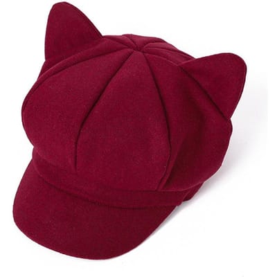 Bérets Chapeaux d'Hiver pour Femmes Uni Simple Mignon Oreilles de Chat Octogonal Casquette Gavroche Dames Décontracté Bérêt d'Hiver Femme Casquette d'Artiste Vintage (as the picture,M) brown