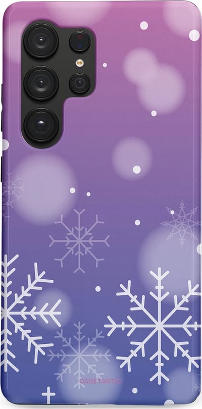 Casetastic hoesje geschikt voor Samsung Galaxy S25 Ultra - Dubbellaagse bescherming - Winter Sneeuw Paarse Roze Gloed - Fashion Case - Lavendel