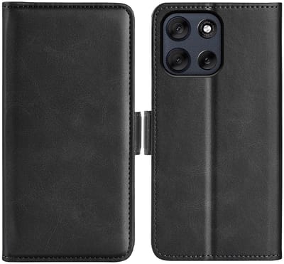 MobyDefend Hoesje - Geschikt voor Motorola Moto G56 - Luxe Wallet Book Case (Sluiting Zijkant) - Zwart