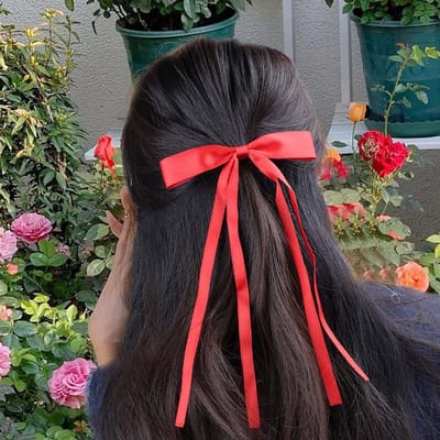 Elegante Haarbanden voor Vrouwen met Lange Staart en Strik - Rood Satijn, Franse Haaraccessoires en Haarspeldjes voor Diverse Stijlen