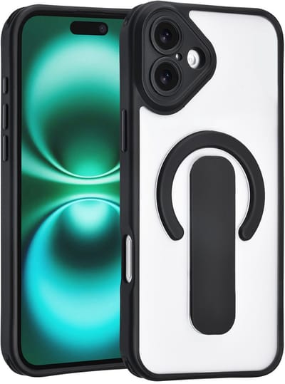 TUNIQ Anti-shock Back cover voor iPhone 16 Plus - Ingebouwde Ringstand - Zwart
