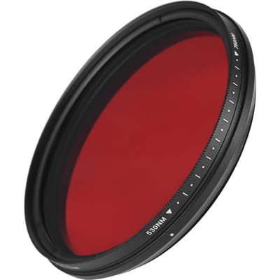 FOTGA 62 mm verstelbaar infraroodfilter IR-pass röntgenlensfilter Variabel van 530 nm tot 750 nm 77 cm zwart