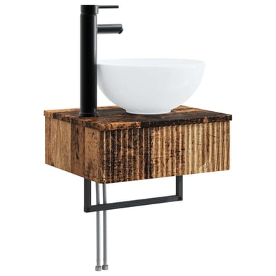 vidaXL - Wandgemonteerde - wastafel - Oud - hout - 40 - x - 35 - x - 39 - cm - Bewerkt - hout