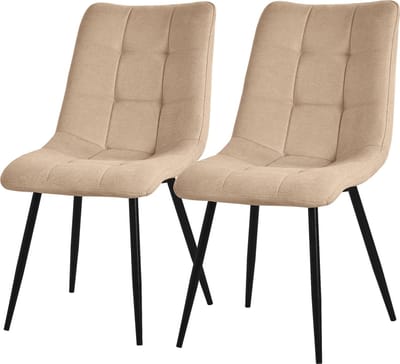 Eetkamerstoelen set van 2 lichtbruin Keukenstoel met polyester bekleding en stalen poten ML design