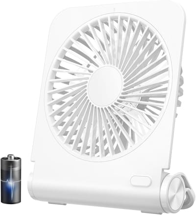 2000mAh oplaadbare USB-bureauventilator - 4 snelheden 225° - Opvouwbaar en draagbaar - Stille en krachtige luchtstroom - Geschikt voor kantoor / kamperen / reizen - Wit