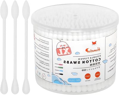 XL Katoenen Swabs - Puntige Wattenstaafjes - Cosmetische Reiniging - Dubbelzijdig Strak Gewikkeld - 250 Stuks - Wit