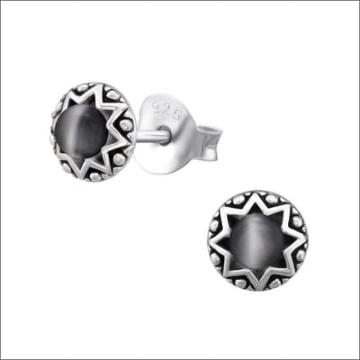 Aramat Jewels | Oorbellen | Zilveren Kattenoog Oorbellen | Grijs | |5mm | Zilver | Kinderen, Volwassenen | Verkleurd niet