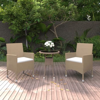 vidaXL - 3-delige - Tuinset - poly - rattan - beige