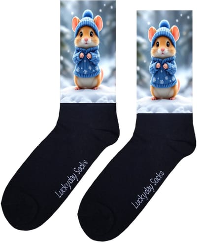 Muis - Opkikker - Grappige sokken - Valentijns cadeau - Verjaardag cadeau - Sint cadeau - Leuke sokken - Sneeuw - Natuur - Vrolijke sokken - Cadeautje - Grappige cadeau - Kerstsokken - Vaderdag - Moederdag - Socks maken Happy - 37-44