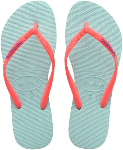 HAVAIANAS KIDS SLIM LOGO POP UP Ice blue / coral new