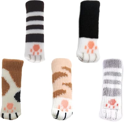 Knitted Stoel Sokken - 20 Stuks Schattige Kattenpoot Beschermers voor Meubelpoten, Geluiddempende en Kr scratchvrije Oplossingen voor Tafel, Bank en Bed