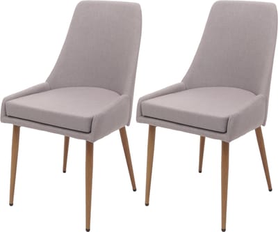 Set van 2 eetkamerstoelen MCW-O27, keukenstoel gestoffeerde stoel, stof/textiel (280g/m²) metaal ~ lichtgrijs