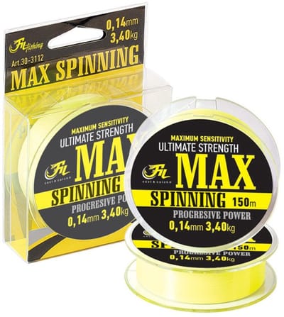 Fil MAX Spinning - 0.14mm - 3.4kg - 150m - Nylon Roofvis Vislijn - Fluo Gele Nylon Roofvis lijn - Voor vissen met kunstaas