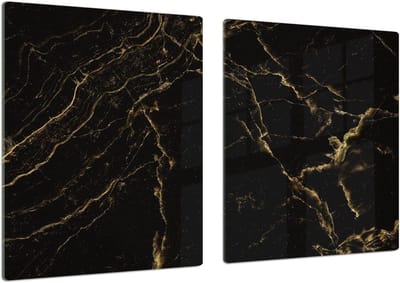 Glazen Keukenbord - Snijplank Kookplaat Cover - Keukenwerkzaamheden Uitvoeren - Slag- en Krasbestendig - 80 x 52 cm - Golden Patterns