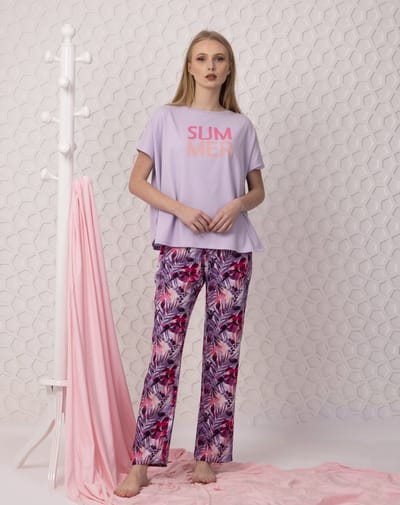 VANILLA - Summer dames pyjama - Pyjamasets - Egyptisch katoen - PJ8936 - Paars - L