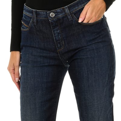 Lang gedragen effect denim broek 6X5J85-5D0DZ vrouw