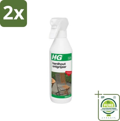 HG Hardhout Ontgrijzer 500 ml - Voordeelverpakking - 2 stuks - Hardhouten tuinmeubelen - Houtontgrijzer