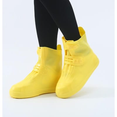 Waterdichte Siliconen Schoenenhoes Hoge Regenlaarzen Cover Antislip Schoenbeschermer Buiten Herbruikbaar Verdikt Schoeisel L(37-39) yellow