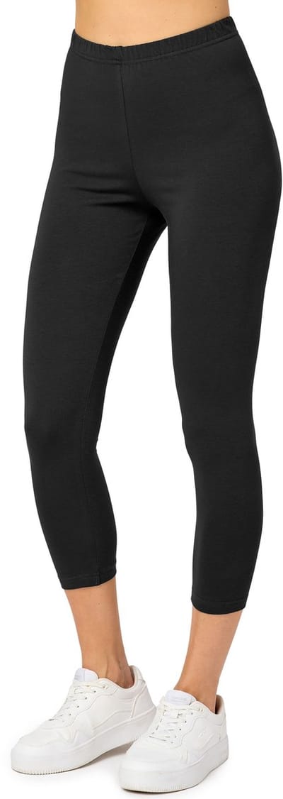 Merry Style MS-MS10-199-LE Dames Capri Leggings - Sport - Vrijetijdsbroek - 3/4 Lengte - Katoen - Sporbroek - Yogabroek - Zwart - XS