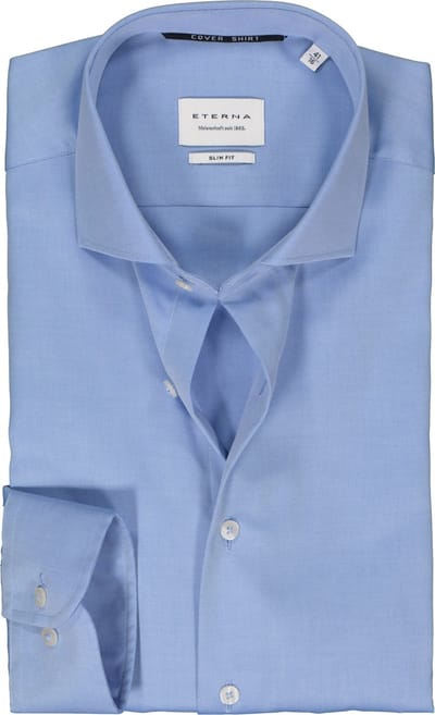 ETERNA slim fit overhemd - twill - blauw - Strijkvrij - Boordmaat: 44 (EU maat: XL)