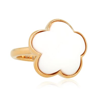 My Bendel - Bloemen Ring • Witte Aventurijn - met Luxe Cadeauverpakking | Sieraden Voor Dames | Maat 17.00 Mm / Maat 53