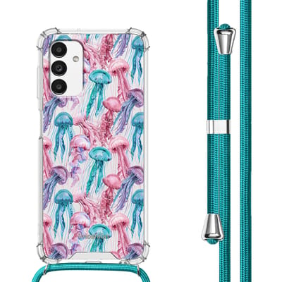 imoshion Hoesje - Geschikt voor Samsung Galaxy A13 (5G) - Design Hoesje met Koord - Jellyfish Watercolor