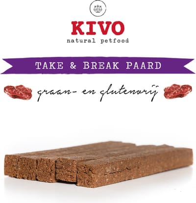 Kivo Petfood Hondensnack Take & Break Paard 16 stuks - Kauwstaaf zonder granen of gluten.