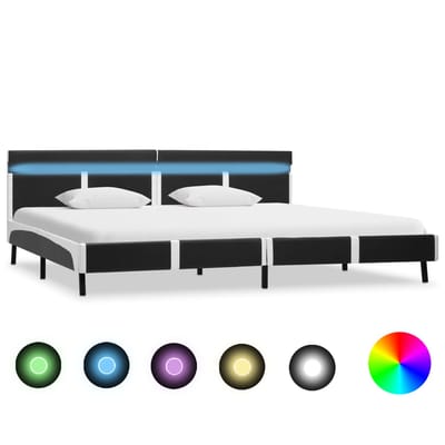 vidaXL - Bedframe - met - LED - kunstleer - grijs - 180x200 - cm