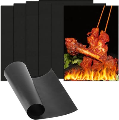 Famanu – BBQ-grillmatten voor gasgrill - 40 x 30 cm - grillmatten voor houtskool - grillplaat - accessoires - herbruikbaar - anti-aanbaklaag - bakmatten voor houtskool oven