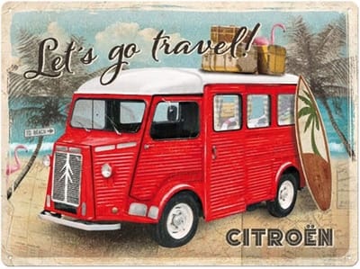 Metaal Bord 30 x 40cm Citroen Type H - Let's go travel