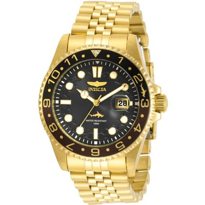 Invicta Pro Diver 30622 Heren Horloge - Waterdicht - Analoog - Quartz Uurwerk - Roestvrij Staal met zwarte Wijzerplaat - 43mm