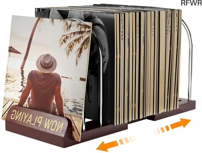RFWR® Uitbreidbare vinylplatenopslag voor 30-70 LP's - Verstelbare recordhouder voor albums