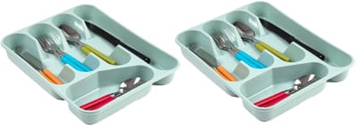 Plasticforte Bestekbak - bestekhouders - 5-vaks - mintgroen - 27 x 34 x 5 cm - Keuken opberg accessoires
