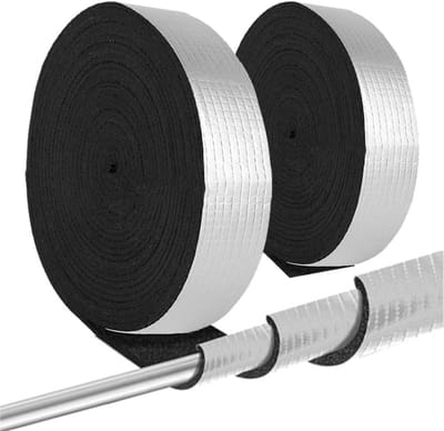 Isolatieschuim voor leidingen, 5 cm x 10 m, verwarmings- en ventilatiebuizen, thermische isolatie, vorstbescherming, eenvoudig op maat te snijden (2 rollen)