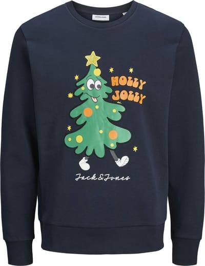 Jack & Jones Heren Kersttrui JJXMAS JOLLY Blauw - Maat L