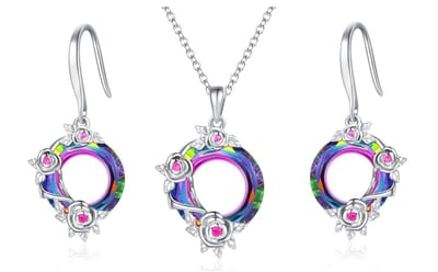 Multi Kleur Kristal Cirkel Oorbellen Hanger Set.