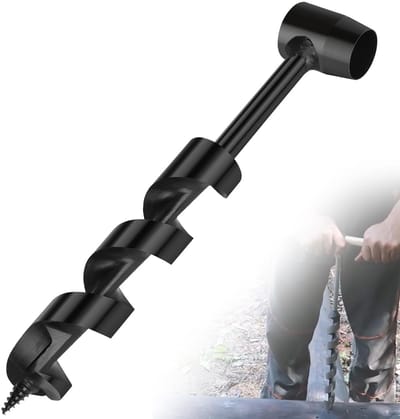 Dailygoods- Houtboor Multifunctioneel - Bushcraft Boor - Handboor voor Houtbewerking - Koolstofstaal - Diameter 30 x 230 mm - Ideaal voor Camping