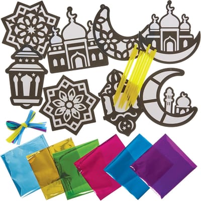 Famanu – Ramadan Folie Kunstdecoraties Set van 8 – Creatieve Knutsel- en Versierdecoraties voor Kinderen tijdens Ramadan en Eid