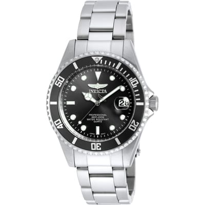 Invicta Pro Diver 8932OB Horloge - Waterdicht - Analoog - Quartz Uurwerk - Roestvrij Staal met zwarte Wijzerplaat - 37mm