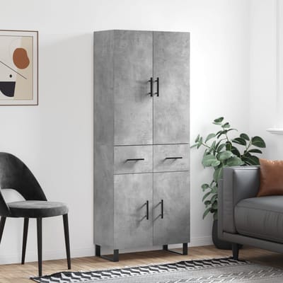 vidaXL - Hoge - kast - 69,5x34x180 - cm - bewerkt - hout - betongrijs