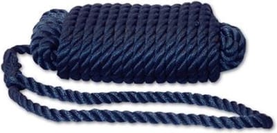 Hollex Landvast navy 8mm X 4 meter met lus - 3 strengs - touw