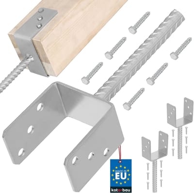 KOTARBAU® 2 st Paalhouder Beton, Verzinkt Staal, 91 mm, Zilver, Paaldrager in Beton Storten, Betonanker voor Houten Palen, Paalhouder Schutting Beton